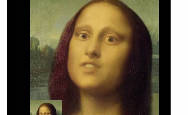레오나르도 다빈치의 '모나리자'를 이용해 만들어진 AI 영상이 화제다. 사진은 마이크로소프트가 만든 AI기술로 만들어진 랩하는 모나리자의 모습. /사진=엑스(X·옛 트위터) 영상 캡처