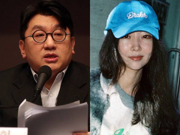 방시혁(왼쪽) 의장과 민희진 대표(사진=하이브, 어도어)