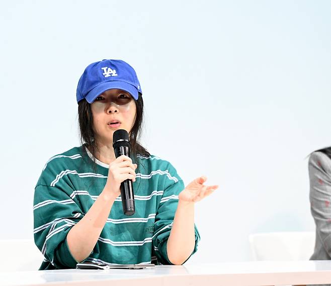 어도어의 민희진 대표가 하이브와의 대립에 대해 기자회견을 열었다. 25일 한국컨퍼런스센터에서 진행된 민희진 대표의 기자회견에서 민 대표가 질문에 답하고 있다. 허상욱 기자wook@sportschosun.com/2024.04.25/