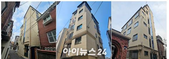 사진 왼쪽부터 서울 관악구 신림동의 '다*타워', '현*타워', 봉천동의 '골*하우스' [사진=이효정 기자 ]
