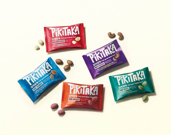 신제품 피키타카 초콜릿 5종은 모두 벨기에산 초콜릿과 각각의 맛에 어울리는 프리미엄 견과류를 사용했다.