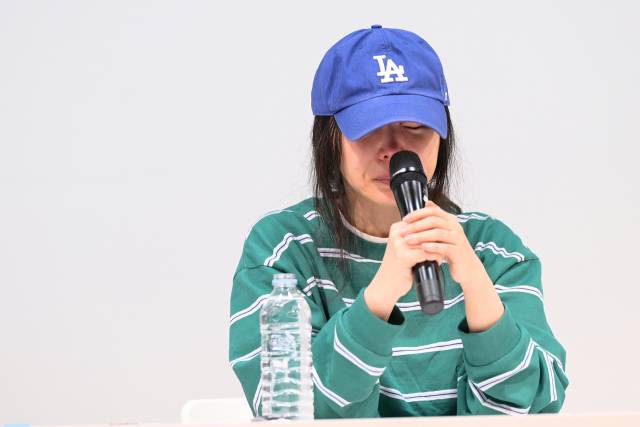 민희진 어도어 대표가 25일 오후 서울 서초구 한국컨퍼런스센터에서 입장 발표 기자회견을 갖고 있다. 김규빈 기자