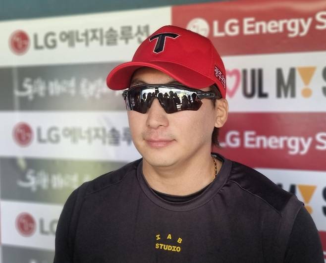 28일 잠실에서 인터뷰하는 KIA 나성범. 연합뉴스