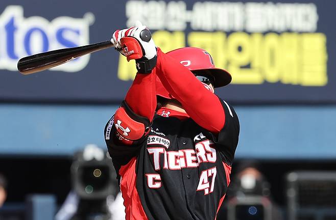 28일 잠실 LG전에서 7회 대타로 타석 들어선 나성범. 연합뉴스