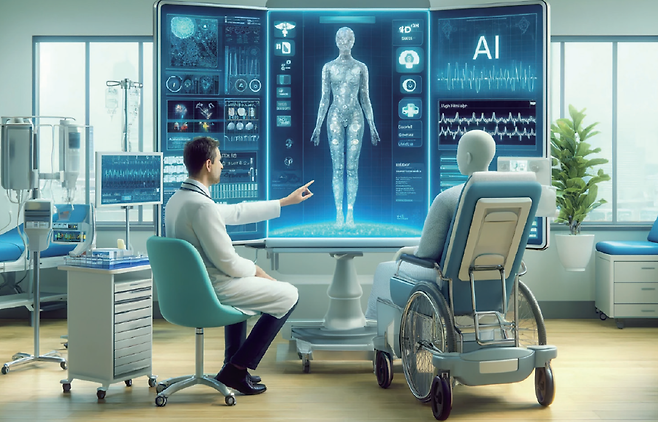 AI가 진단하는 미래의 의료. 챗GPT가 만든 일러스트