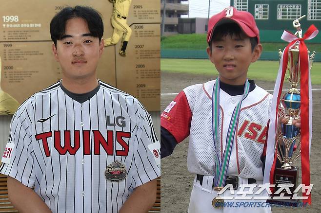 LG 트윈스 김진수가 어린시절 일본에서 우수 선수상을 받은 모습. 사진제공=무로이 마사야,  요다 히로시