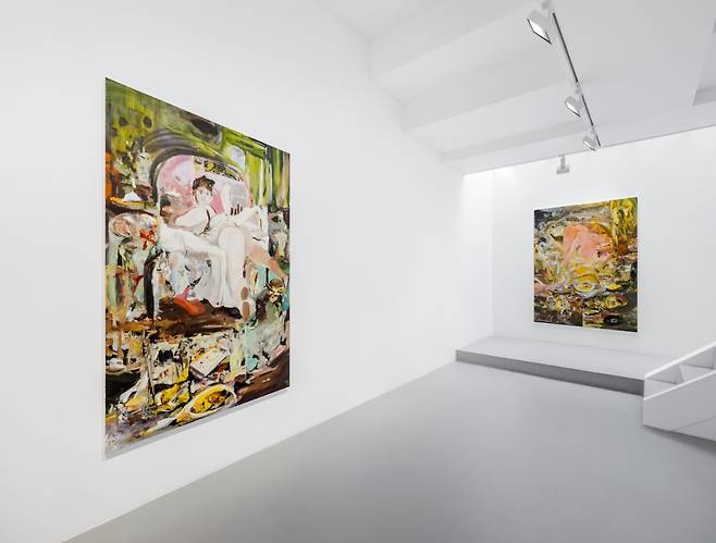 Cecily Brown's exhibition, "Nana and Other Stories," housed at the Gladstone Gallery in Seoul, includes new paintings "Nana"(left) and "The Return of Sweetie." (Courtesy of the artist and Gladstone Gallery)