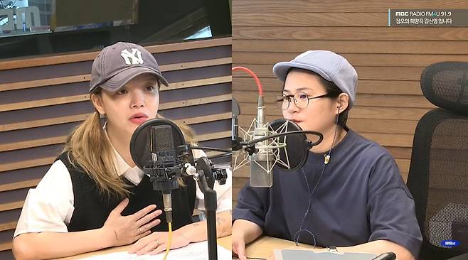 왼쪽부터 지민 김신영 (사진=MBC FM4U ‘정오의 희망곡 김신영입니다’ 캡처)