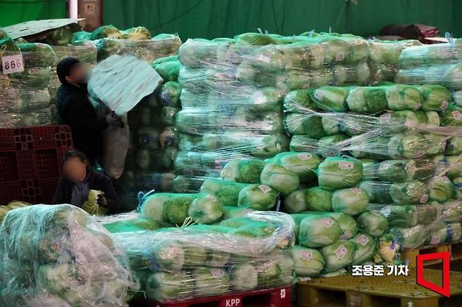 사과 배추 등 농수산물 가격이 급등하고 있는 서울 송파구 가락시장에 찾는 손님들이 뜸해 한산한 모습을 보이고 있다. 사진=조용준 기자 jun21@