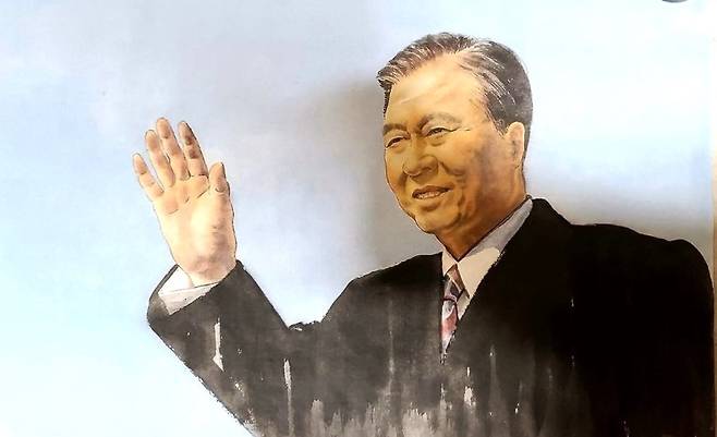 ▲수묵화가 유준 작가가 그린 김대중 전 대통령의 모습
