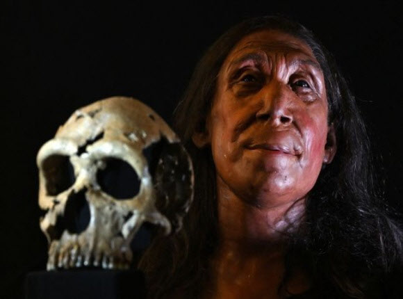 2일(현지시간) 영국 케임브리지대 연구팀은 2018년 이라크 샤니다르 동굴 유적에서 발굴한 유골 화석을 통해 구현한 네안데르탈 여성 ‘샤니다르 Z’의 얼굴을 공개했다. (사진=AFP연합뉴스)