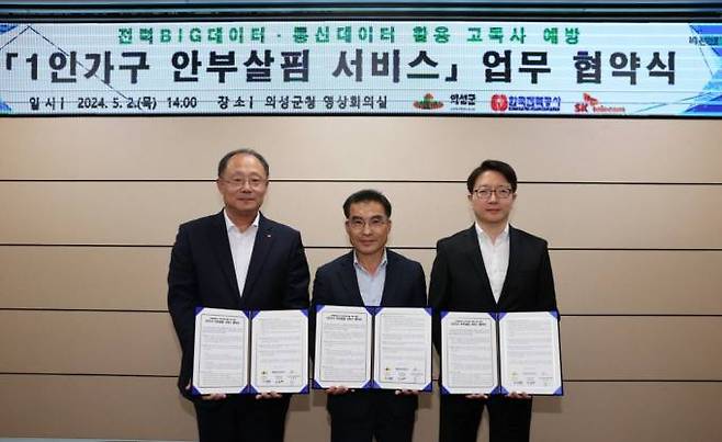 의성군, 한국전력공사, SK텔레콤 ‘1인가구 안부살핌 서비스’ 업무협약. 의성군 제공