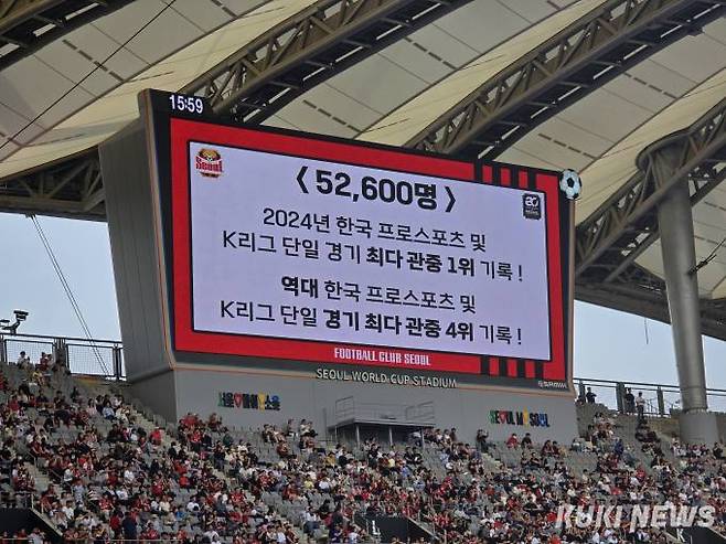 2024년 5월4일 K리그1 단일 경기 최다 관중 1위를 기록한 서울월드컵경기장. 사진=김영건 기자 