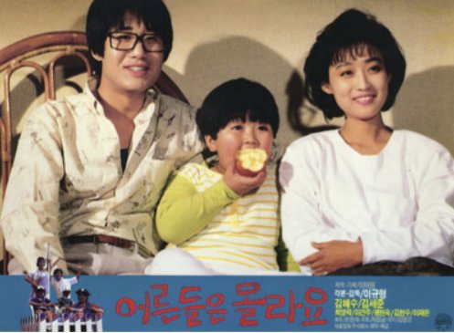 1988년 한국영화 흥행 순위 3위를 기록했던 '어른들은 몰라요'의 한 장면. 왼쪽부터 최양략, 이건주, 팽현숙이 한 가족으로 나왔다. 사진 한국영상자료원
