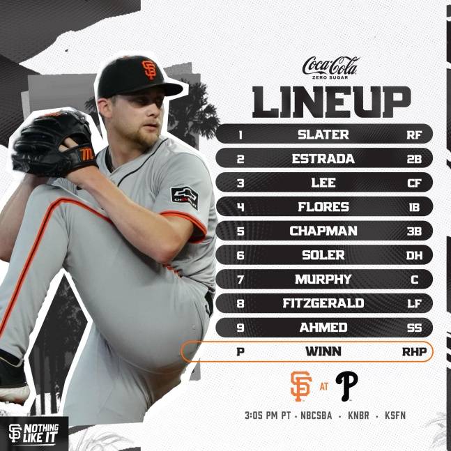 5일(한국시간) 샌프란시스코의 필라델피아전 선발 라인업. /사진=샌프란시스코 자이언츠 구단 제공