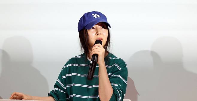 민희진 어도어 대표가 2024년 4월25일 오후 서울 강남 한국컨퍼런스센터에서 기자회견을 하고 있다. 한겨레 김경호 선임기자 jijae@hani.co.kr