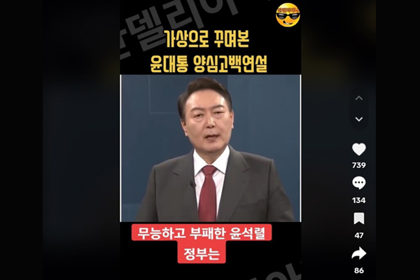 ▲ 틱톡에 올라온 윤석열 대통령 풍자 콘텐츠