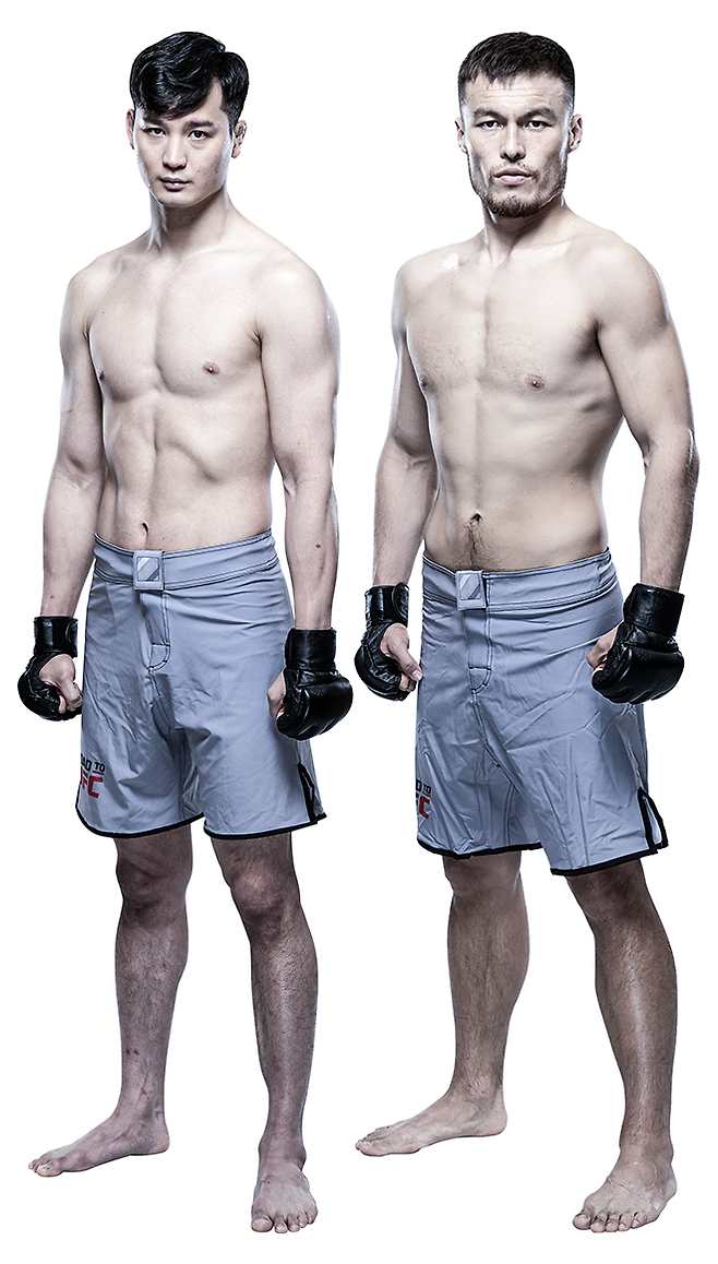 김한슬(왼쪽) 웰터급 원매치, 바하터보레이 바터보라티 라이트급 토너먼트 Road to UFC 시즌2 프로필. 사진=TKO