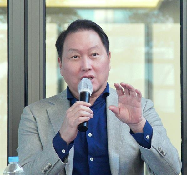 기자간담회 중인 최태원 대한상의 회장 [대한상의 제공. 재판매 및 DB 금지]