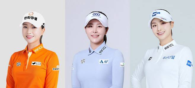 왼쪽부터 ㈜유니베라와 후원 계약을 체결한 허다빈, 김지현, 박결(사진=스포티즌 제공)