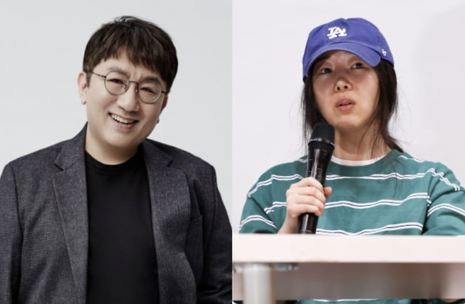 방시혁 하이브 의장, 민희진 어도어 대표. [사진 = 연합뉴스]