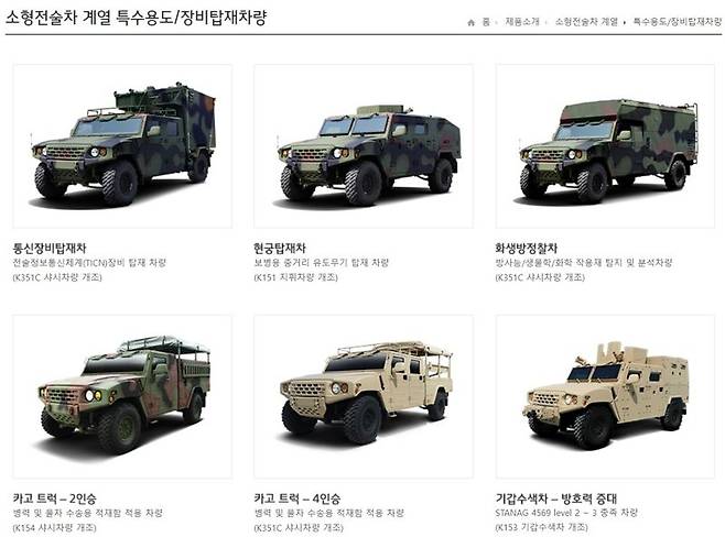 기아 소형전술차량 KLTV(Korean Light Tactical Vehicle)은 장착되는 모듈의 종류에 따라 지휘차, 정찰차, 기갑수색차 등 다양한 형태로 확장 운용이 가능하다. 사진=KIA 자동차 제공
