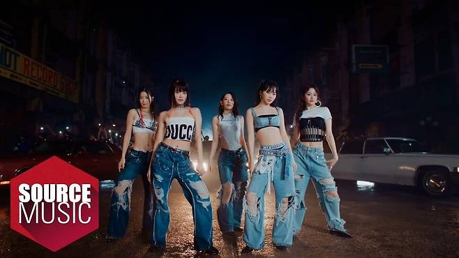 하이브 자회사 쏘스뮤직 소속인 르세라핌. 하이브레이블즈 유튜브 갈무리