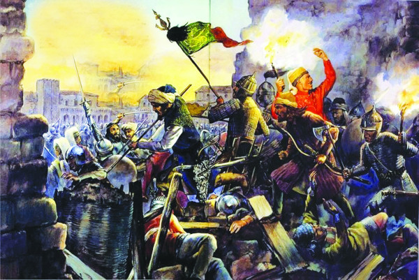 1453년 로마제국의 수도였던 콘스탄티노플을 공격하는 오스만 군대의 모습. 국민일보DB