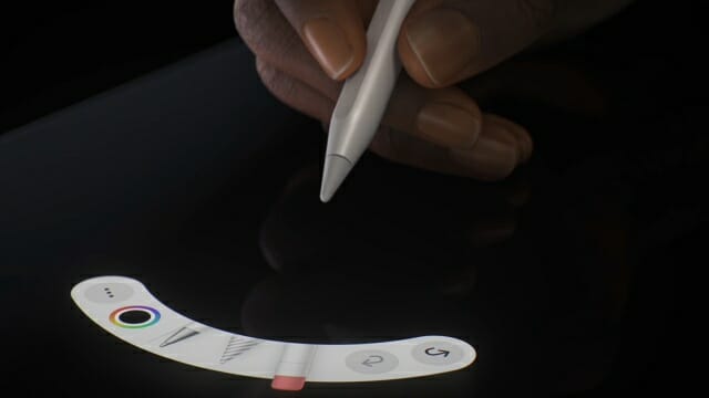 애플펜슬 프로. 자이로스코프 센서를 내장해 연필 몸통 기울기를 인식한다. (사진=애플)