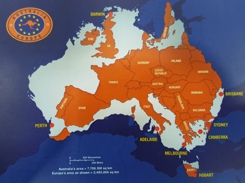호주대륙과 유럽대륙 비교. 호주무역대표부