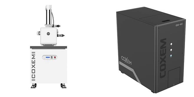 코셈의 주사전자현미경 CX-200Plus(왼쪽)와 EM-40. /홈페이지 캡처