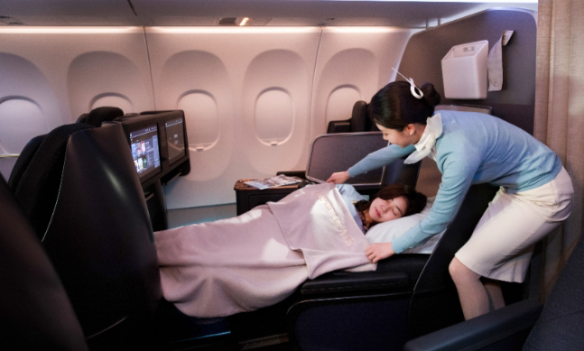 대한항공 A321-neo 항공기의 프레스티지 클래스 침대형 좌석. 대한항공 제공