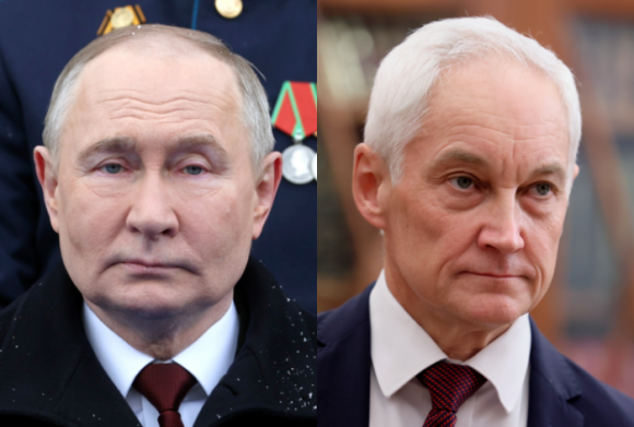블라디미르 푸틴(왼쪽) 러시아 대통령·안드레이 벨로우소프(오른쪽) 러시아 제1부총리. AP 연합뉴스