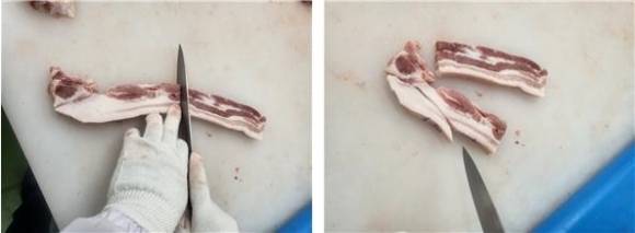 제주도 한 식당에서 삼겹살 부위 지방부위 정선 전(왼쪽)과 후의 모습. 제주도 제공