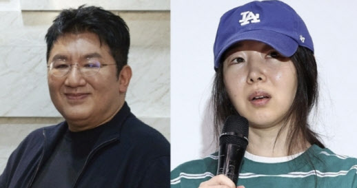 방시혁 하이브 이사회 의장과 민희진 어도어 대표.(사진=연합뉴스)