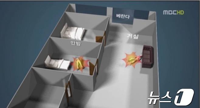 흉기를 들고 침입한 김홍일은 거실에서 자고 있던 동생을 살해한 뒤 동생 비명을 듣고 뛰어나와 119에 신고하던 언니마저 살해했다. (MBC 갈무리) ⓒ 뉴스1
