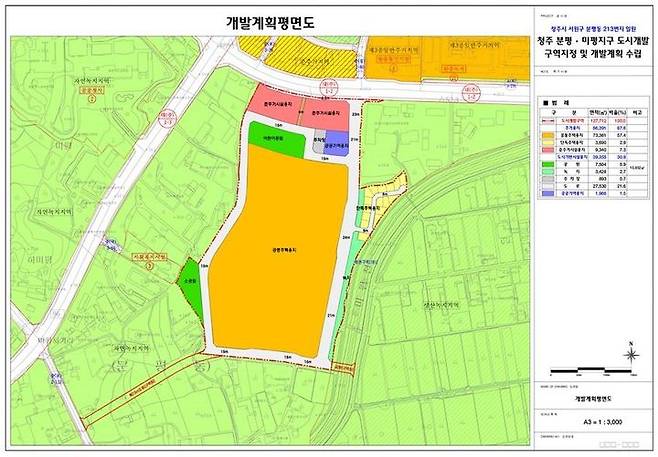 [청주=뉴시스] 충북 청주시 서원구 분평미평지구 도시개발사업 계획도. (사진=청주시 제공) photo@newsis.com *재판매 및 DB 금지