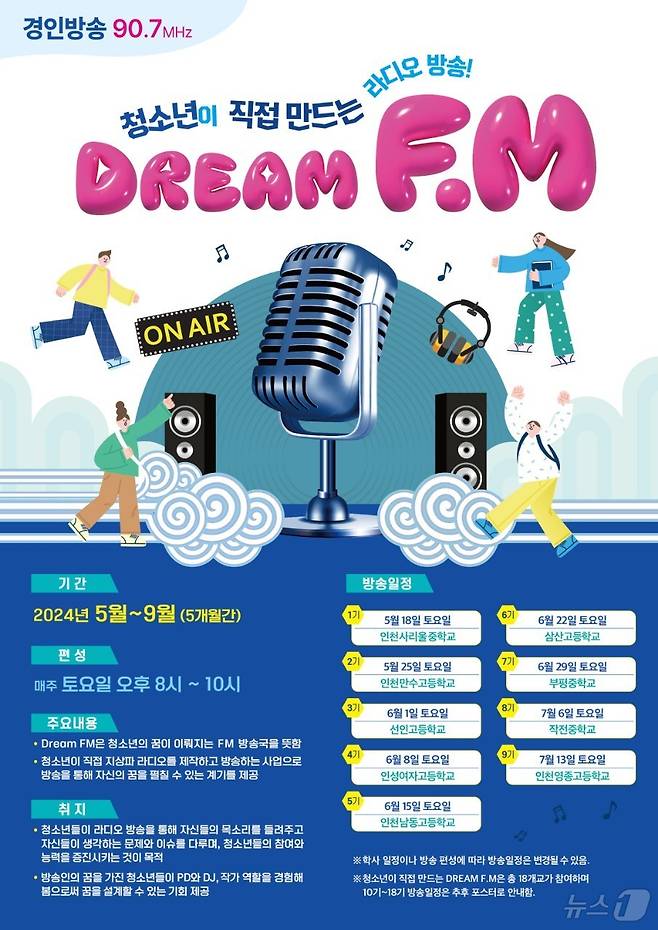 중‧고등학생이 지상파 라디오를 직접 제작하고 방송하는 ‘DREAM FM’ 안내문.(인천시교육청)2024.5.17