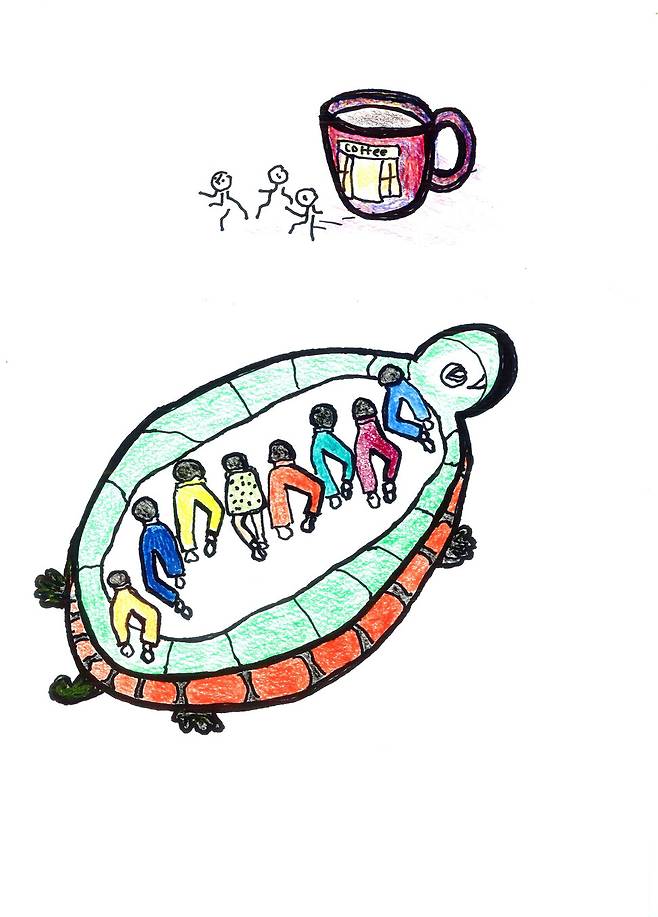 “병원에 있을 때 뇌졸중 환자들끼리 열 명 정도 모여서 모임을 만들었어. (…) 다들 절뚝절뚝 거리면서 커피숍 안으로 들어갔는데, 거기 있던 사람들이 슬슬슬 우리를 피해서 가는 거야.” 오월의봄 제공