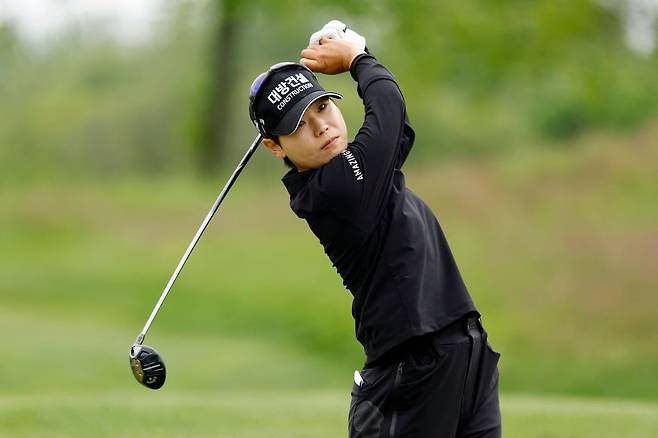 이소미가 17일(한국시간) 미국여자프로골프(LPGA)투어 미즈호 아메리카스 오픈 1라운드 13번홀에서 티샷을 하고 있다. /AFP연합뉴스