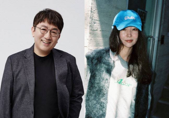 민희진 어도어 대표(오른쪽)와 방시혁 하이브 의장