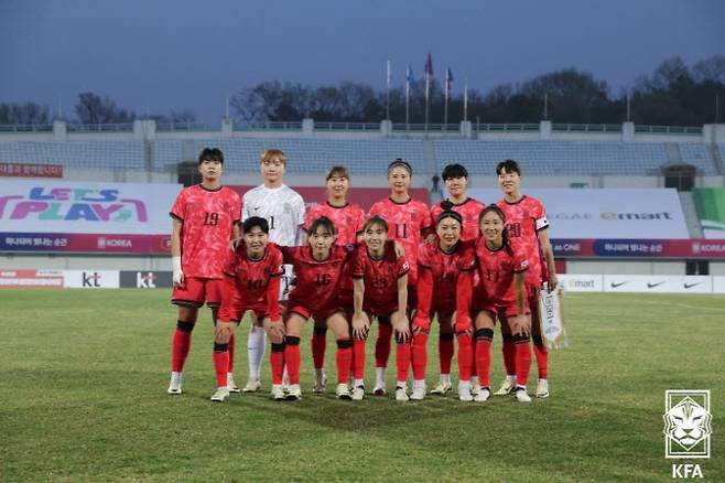 지난 4월 필리핀과 A매치에 나선 한국 여자 축구대표팀. 사진=대한축구협회