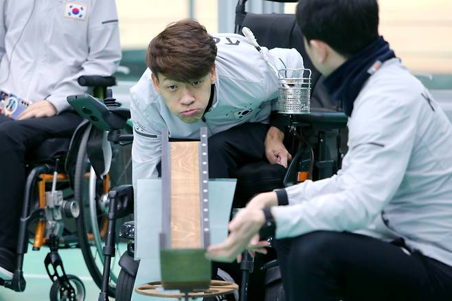 대한민국 보치아 대표팀 정호원이 훈련하는 모습. 대한장애인체육회 제공