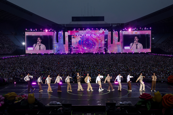 Boy band Seventeen at the Yanmar Stadium Nagai in Japan. [PLEDIS ENTERTAINMENT, HYBE JAPAN]