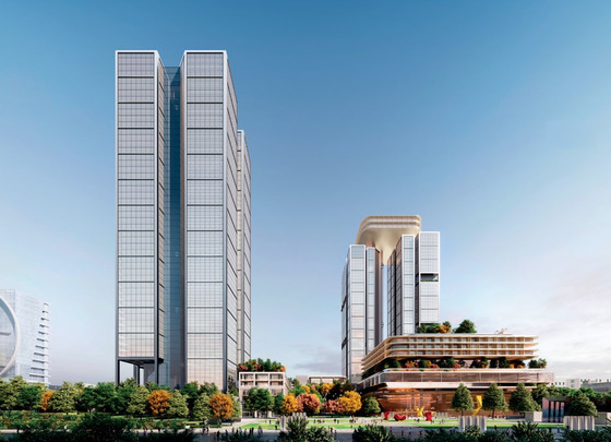 A rendered image of Hyundai Motor Group's called Global Business Complex, with a total of six buildings: Two 55-story buildings at a height of 242 meters and four shorter buildings [HYUNDAI MOTOR GROUP]