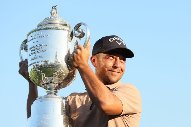 20일(한국시간) 미국 켄터키주 루이빌의 발할라GC에서 열린 제106회 PGA 챔피언십에서 생애 첫 메이저대히 우승을 차지한 잰더 셔플레. AFP연합뉴스