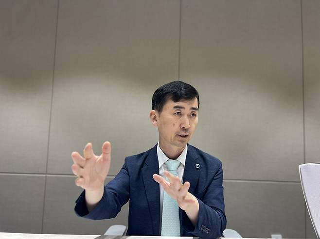 이진욱 숭실대 산학협력단장이 인터뷰 하고 있다. (사진=이지희 기자)