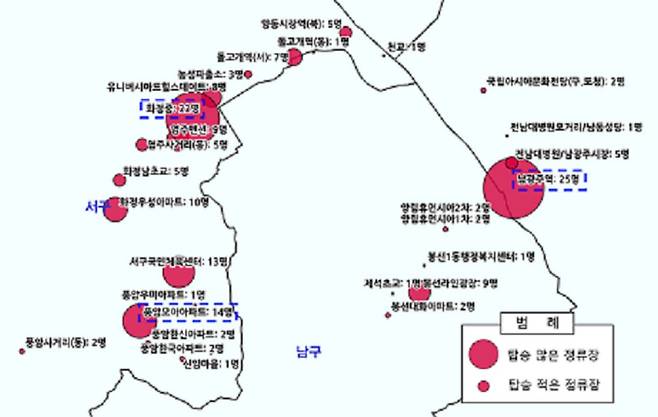 저상버스 이용현황 분석. 광주광역시 제공