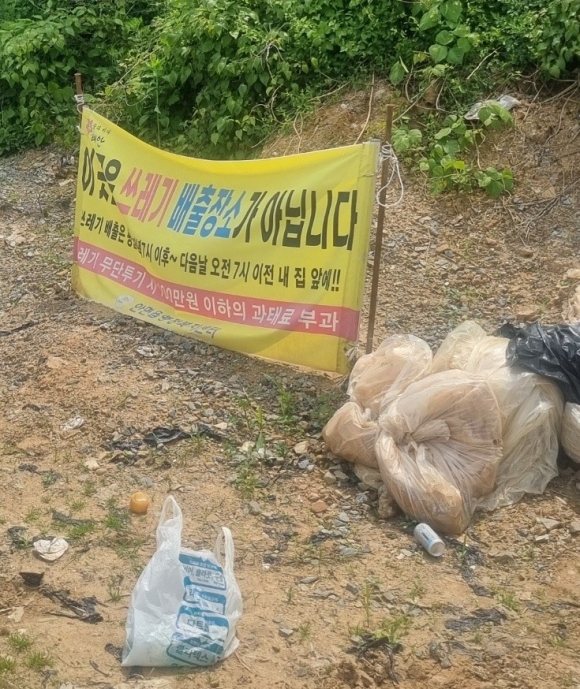 강아지들이 쓰레기봉투에 담긴 채 발견된 장소. 자료 : 태안동물보호협회
