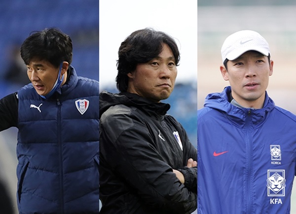 (왼쪽부터) 박건하 수석코치, 최성용 코치, 조용형 코치 / 사진=대한축구협회